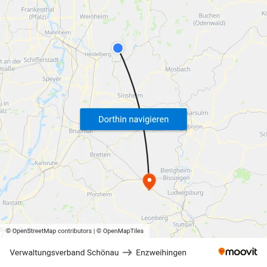 Verwaltungsverband Schönau to Enzweihingen map