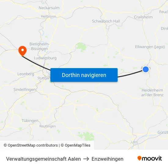 Verwaltungsgemeinschaft Aalen to Enzweihingen map