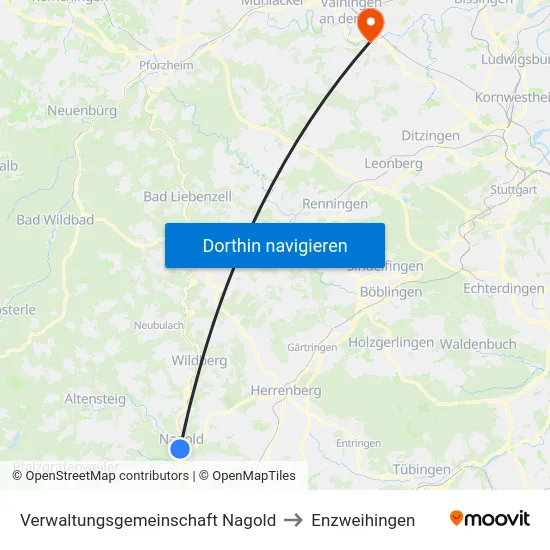 Verwaltungsgemeinschaft Nagold to Enzweihingen map