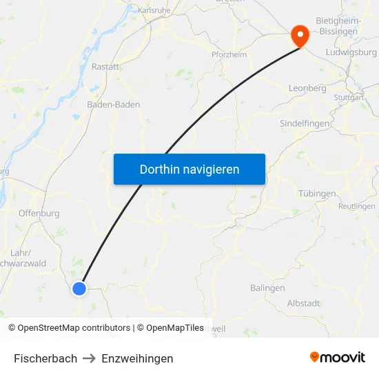 Fischerbach to Enzweihingen map