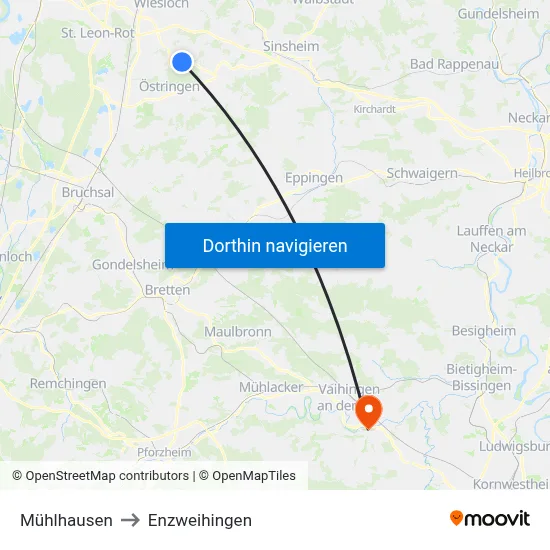 Mühlhausen to Enzweihingen map