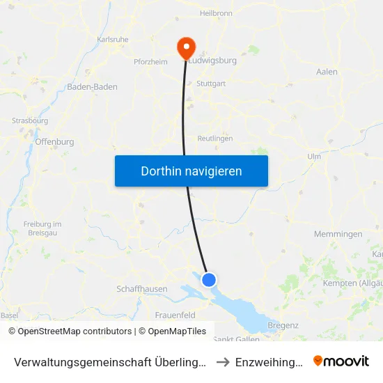 Verwaltungsgemeinschaft Überlingen to Enzweihingen map