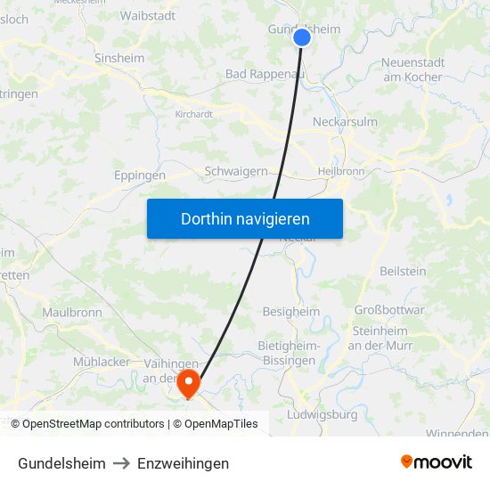 Gundelsheim to Enzweihingen map