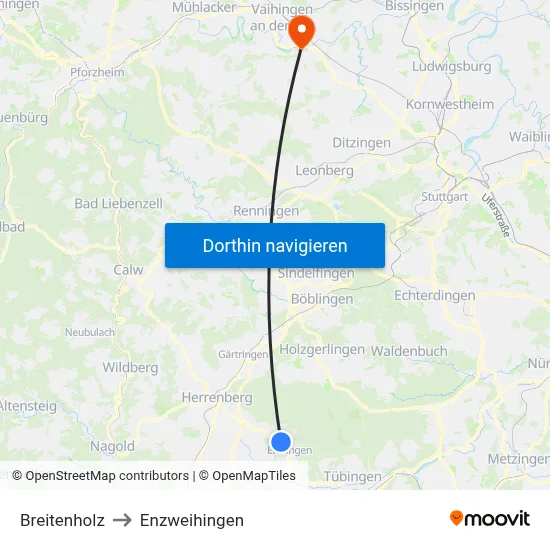 Breitenholz to Enzweihingen map