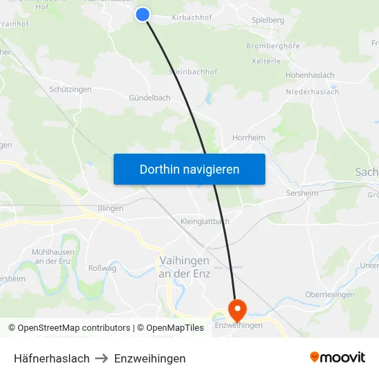 Häfnerhaslach to Enzweihingen map