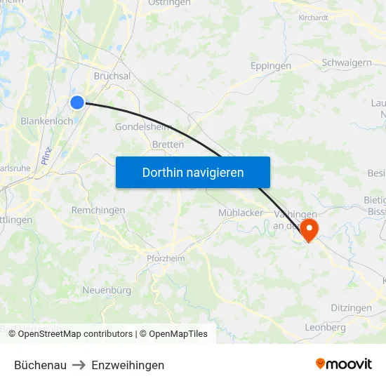 Büchenau to Enzweihingen map