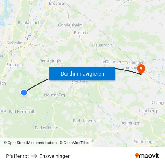 Pfaffenrot to Enzweihingen map