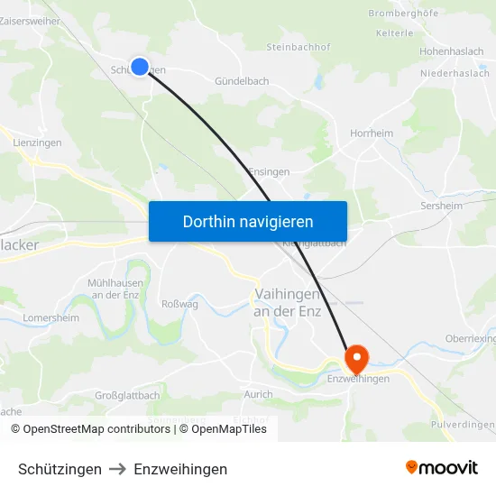 Schützingen to Enzweihingen map