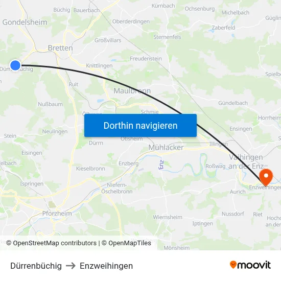 Dürrenbüchig to Enzweihingen map