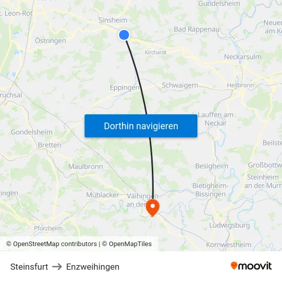 Steinsfurt to Enzweihingen map