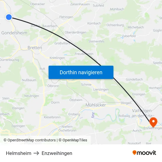 Helmsheim to Enzweihingen map