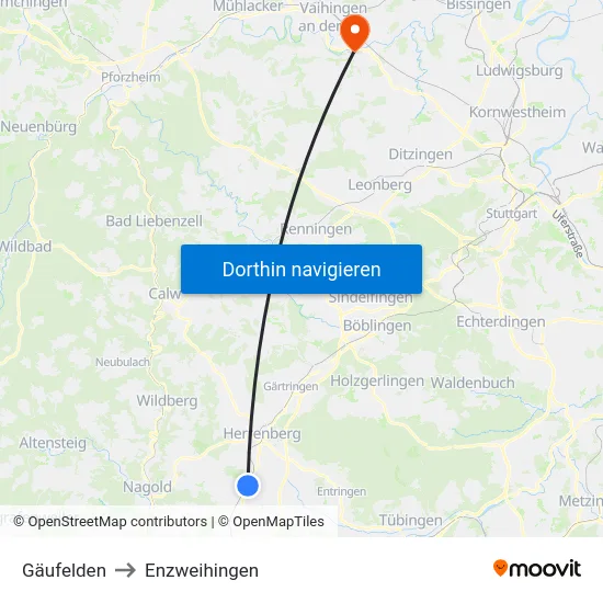 Gäufelden to Enzweihingen map