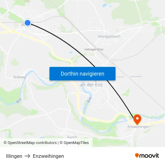 Illingen to Enzweihingen map