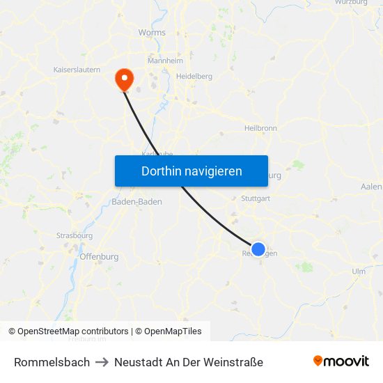 Rommelsbach to Neustadt An Der Weinstraße map
