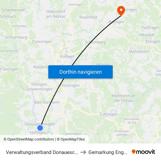 Verwaltungsverband Donaueschingen to Gemarkung Engstlatt map