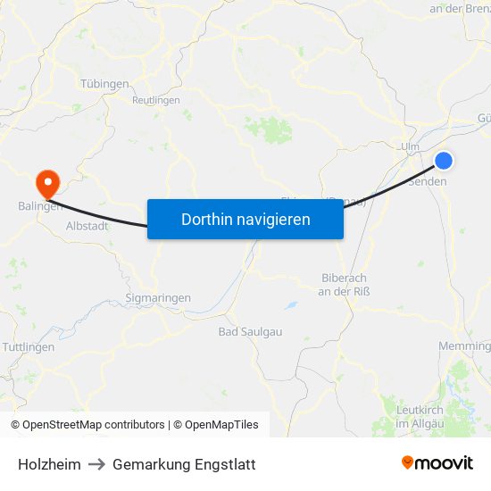 Holzheim to Gemarkung Engstlatt map