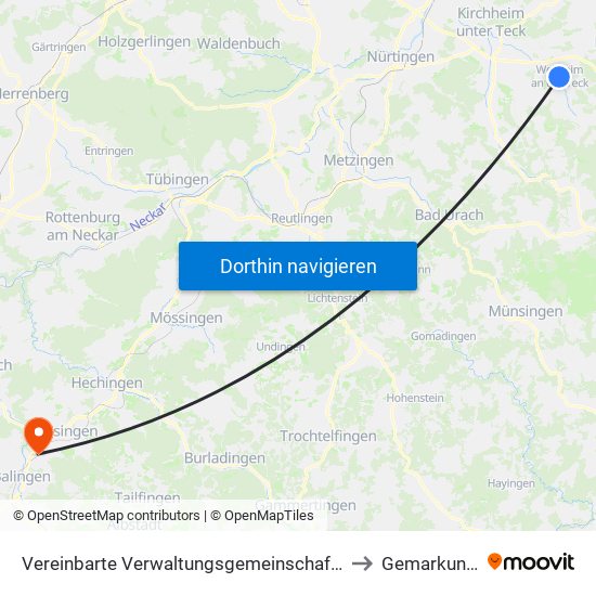 Vereinbarte Verwaltungsgemeinschaft Der Stadt Weilheim An Der Teck to Gemarkung Engstlatt map