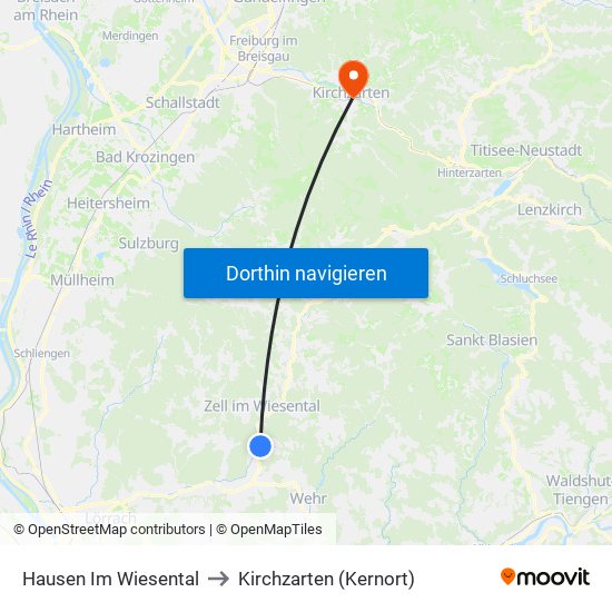 Hausen Im Wiesental to Kirchzarten (Kernort) map