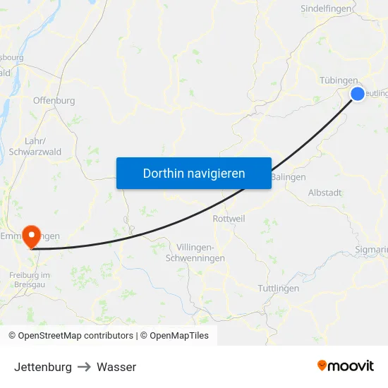 Jettenburg to Wasser map