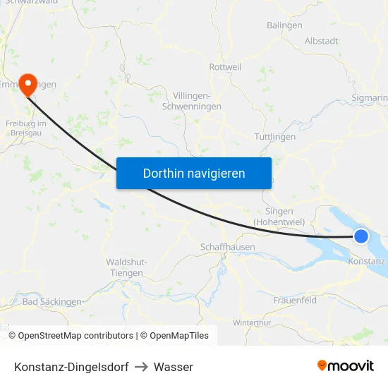 Konstanz-Dingelsdorf to Wasser map