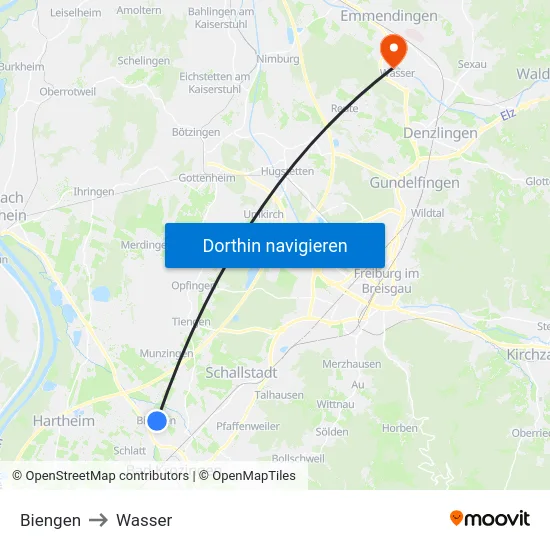 Biengen to Wasser map