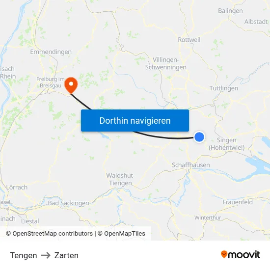 Tengen to Zarten map