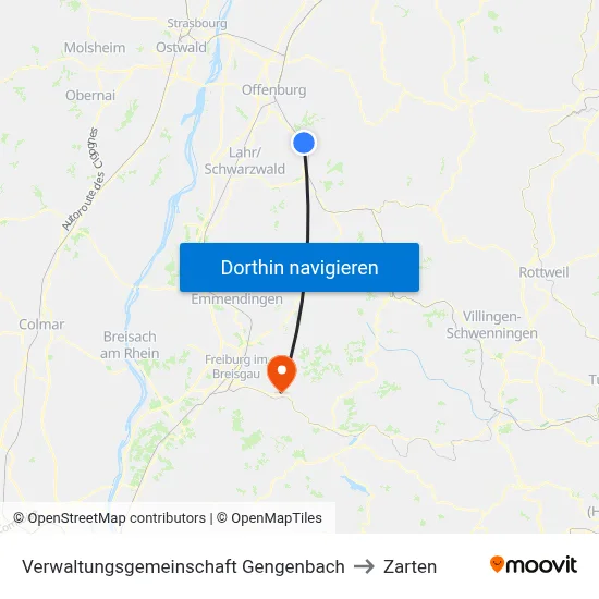 Verwaltungsgemeinschaft Gengenbach to Zarten map