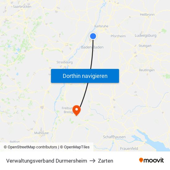 Verwaltungsverband Durmersheim to Zarten map