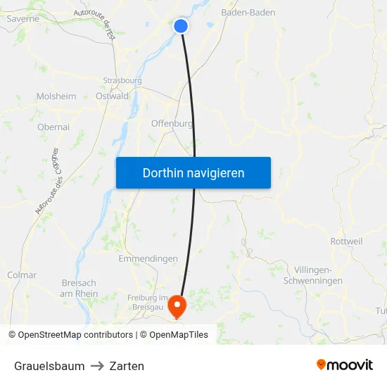 Grauelsbaum to Zarten map