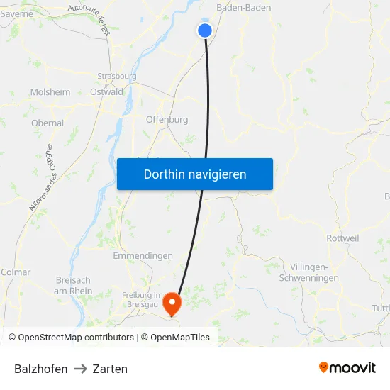 Balzhofen to Zarten map