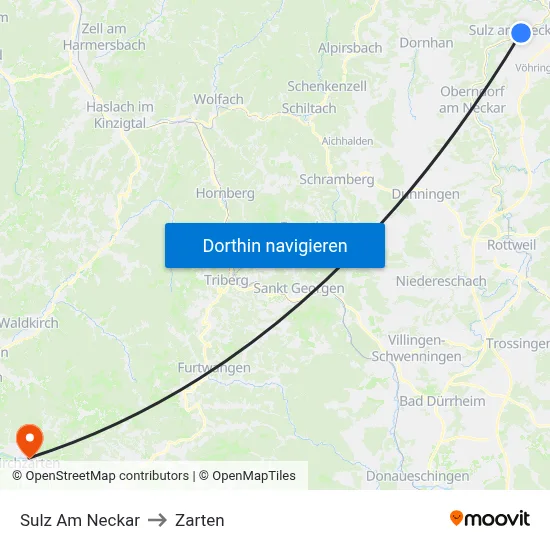 Sulz Am Neckar to Zarten map