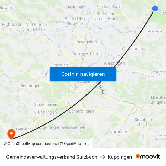 Gemeindeverwaltungsverband Sulzbach to Kuppingen map