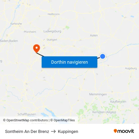 Sontheim An Der Brenz to Kuppingen map