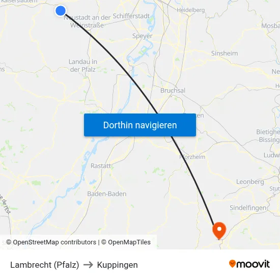 Lambrecht (Pfalz) to Kuppingen map