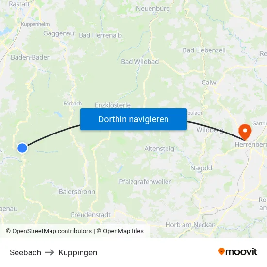 Seebach to Kuppingen map