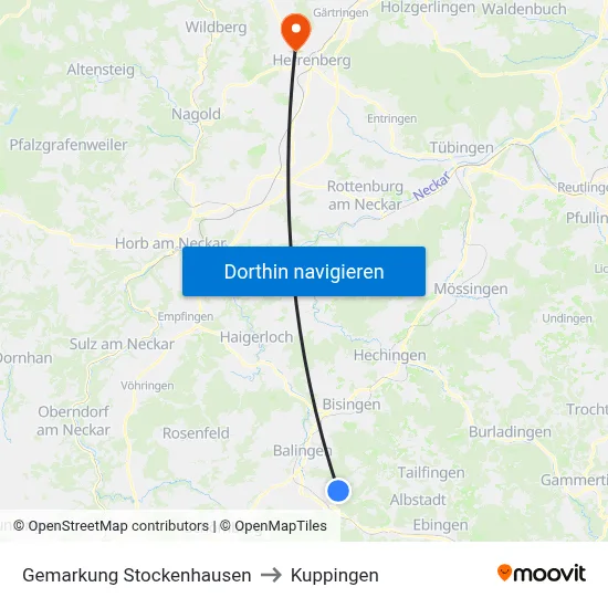 Gemarkung Stockenhausen to Kuppingen map