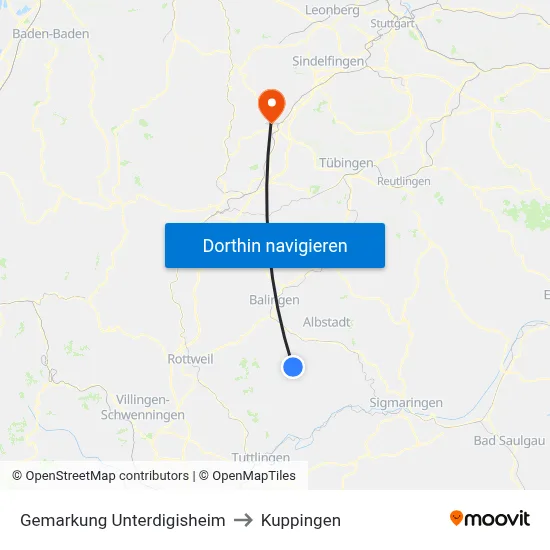 Gemarkung Unterdigisheim to Kuppingen map