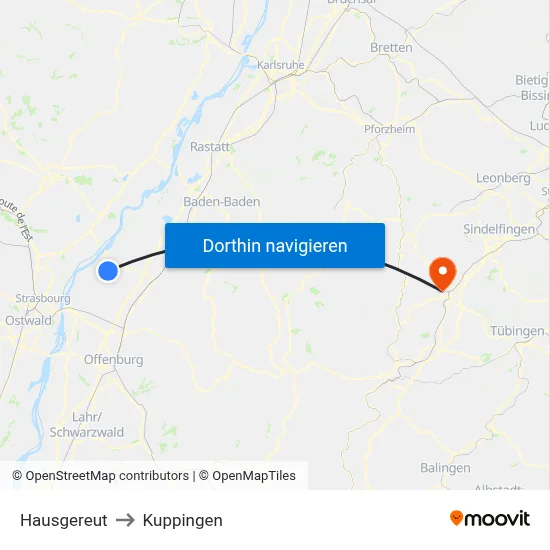 Hausgereut to Kuppingen map