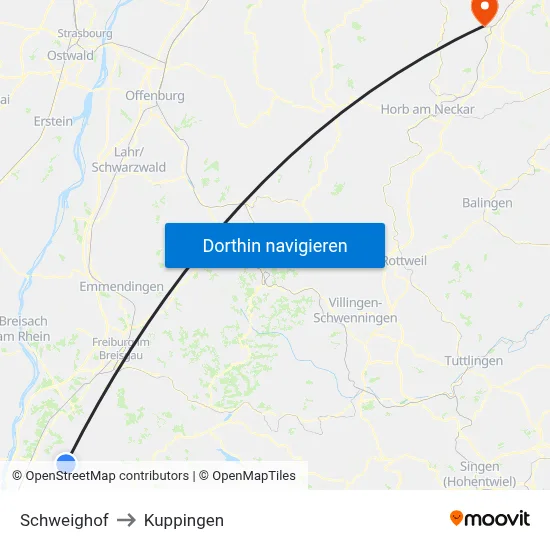 Schweighof to Kuppingen map