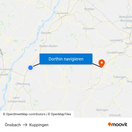 Önsbach to Kuppingen map