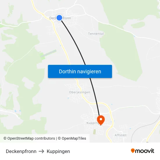 Deckenpfronn to Kuppingen map