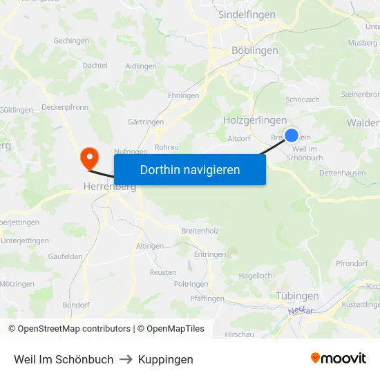 Weil Im Schönbuch to Kuppingen map