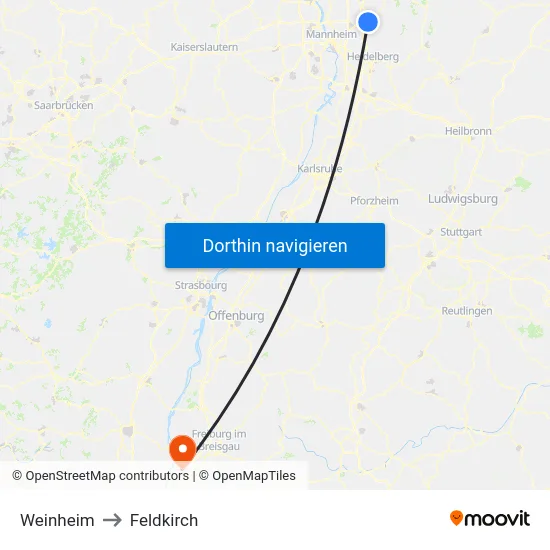 Weinheim to Feldkirch map