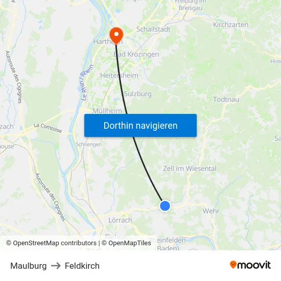 Maulburg to Feldkirch map