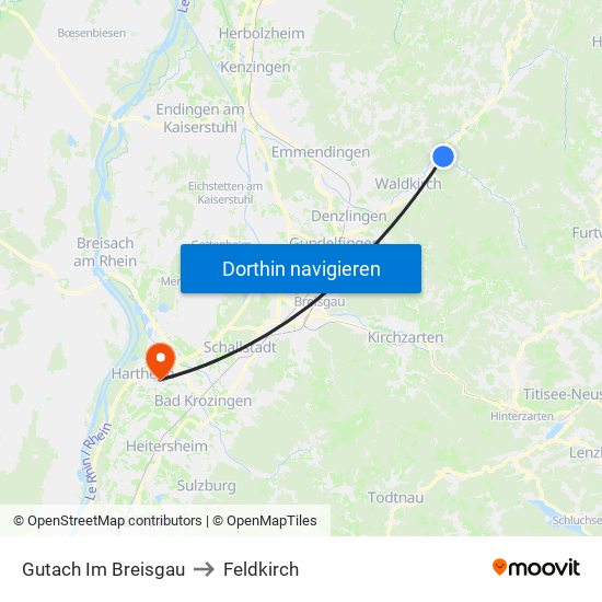 Gutach Im Breisgau to Feldkirch map