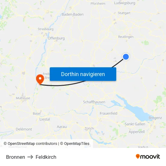 Bronnen to Feldkirch map