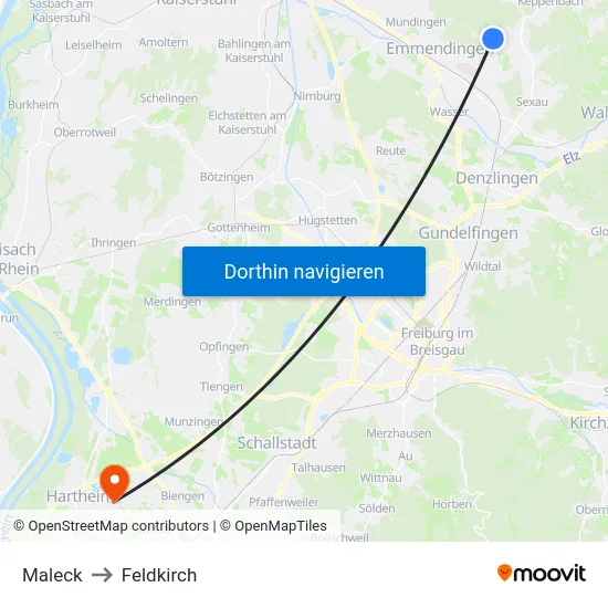 Maleck to Feldkirch map