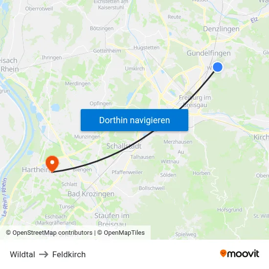 Wildtal to Feldkirch map