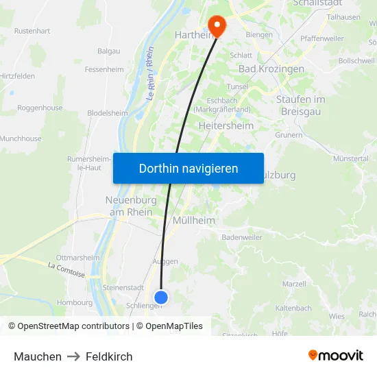 Mauchen to Feldkirch map
