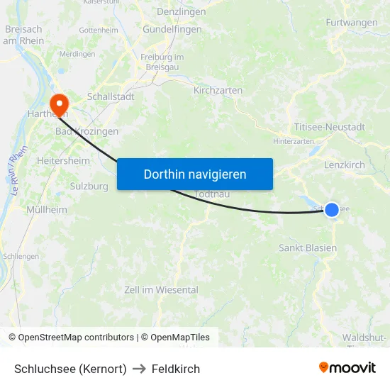 Schluchsee (Kernort) to Feldkirch map